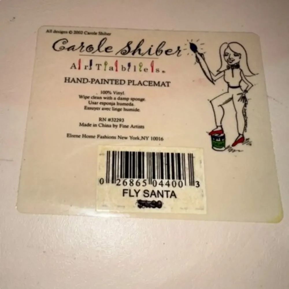 Set of 2‎ - Vintage 2002 Carole Shiber Large Flying Santa Pair of Placemats EUC